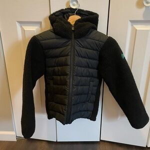 Save The Duck Derik hooded recycled mixed media jacket size 10 NWOT